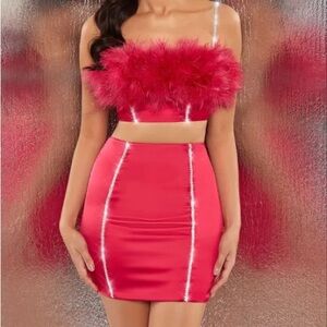 Fuchsia Mini Skirt with Diamond Detailing